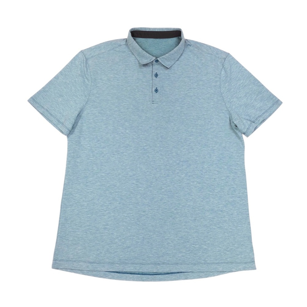 Lululemon Men's Short Sleeve Polo Shirt Size XL Heathered Blue Casual  Travel